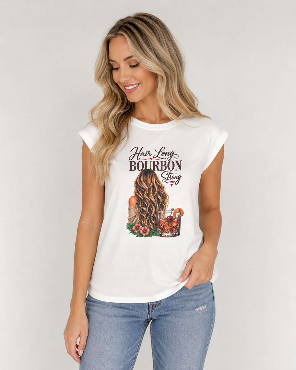 Hair Long Bourbon Strong Tee – Flowy Hair Floral Edition
