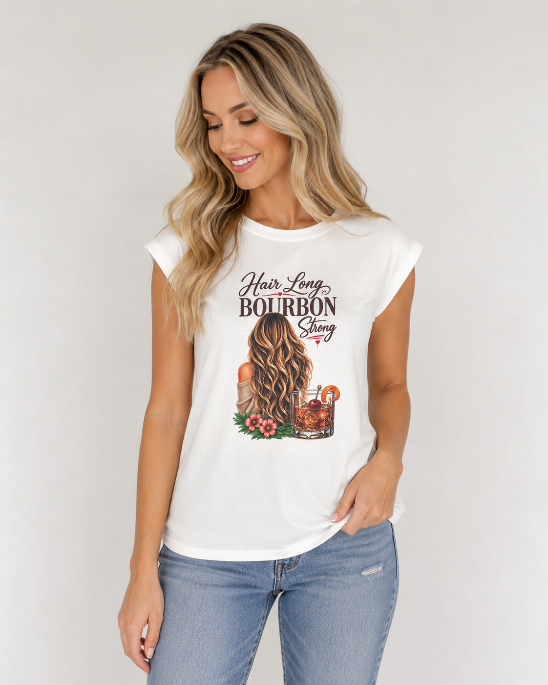 Hair Long Bourbon Strong Tee – Flowy Hair Floral Edition