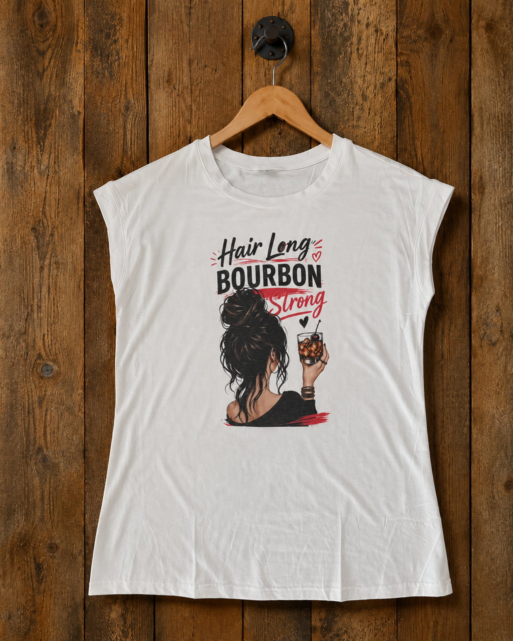 Hair Long Bourbon Strong Tee – Messy Bun Edition