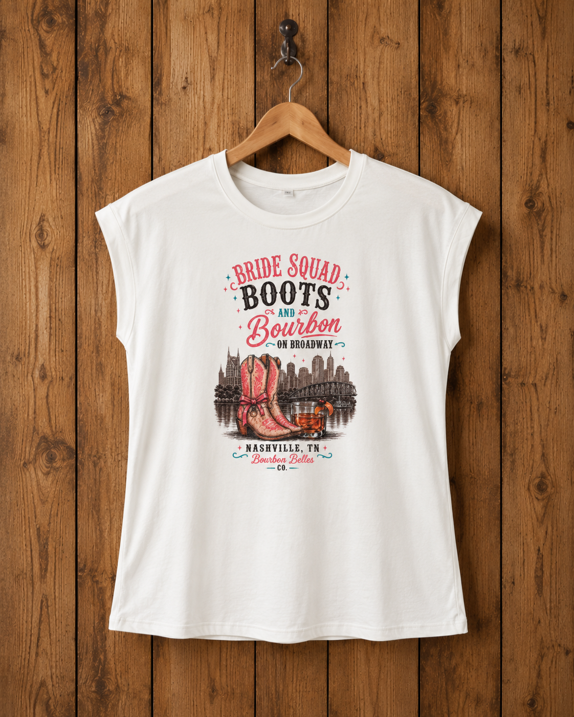 Bride Squad Boots & Bourbon on Broadway Tee