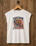 Freedom, Fur & Bourbon Tee – Golden Retriever (Bold Print)