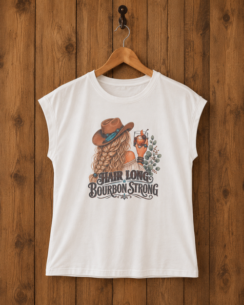 Hair Long Bourbon Strong Tee – Blonde Cowgirl Edition