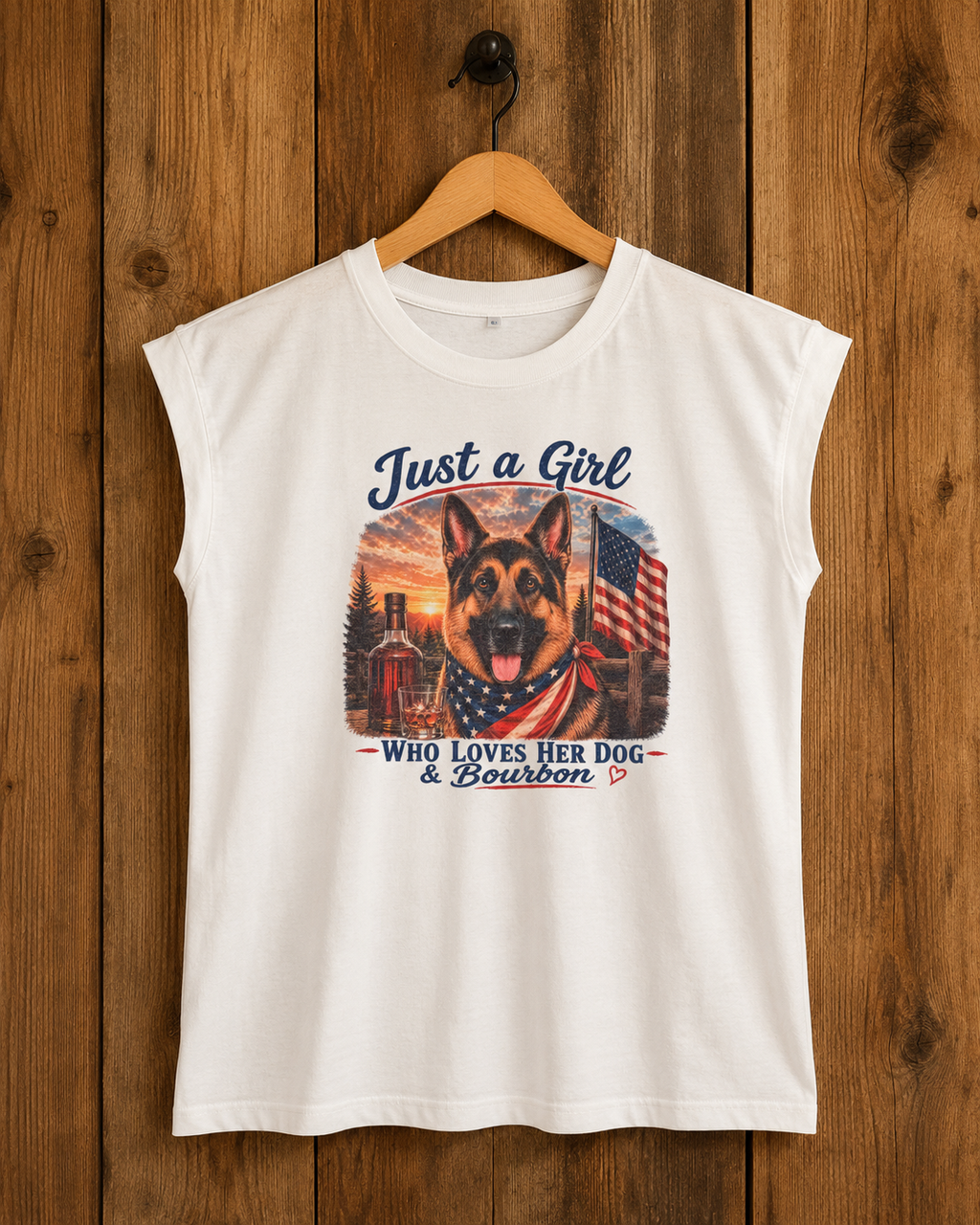 Just a Girl That Loves Her Dog and Bourbon Tee – German Shepherd