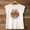 Just a Girl That Loves Her Dog and Bourbon Tee – Red Golden Retriever & Irish Setter