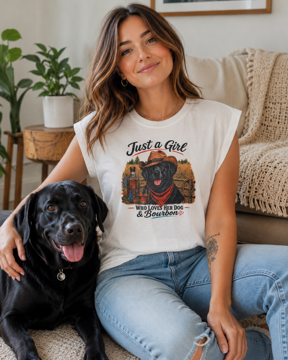 Just a Girl That Loves Her Dog and Bourbon Tee – Black Lab